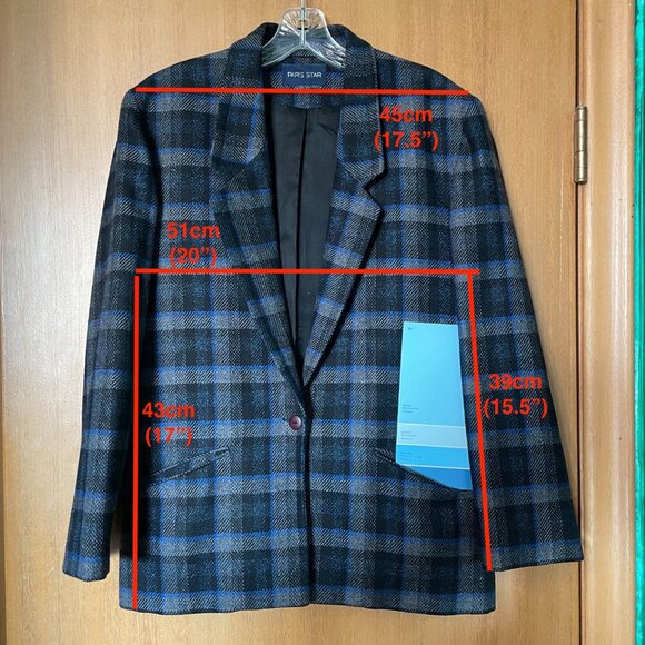 Paris Star Wool Plaid 2 Piece Set - oversized Blazer and skirt - Picture 3 of 11